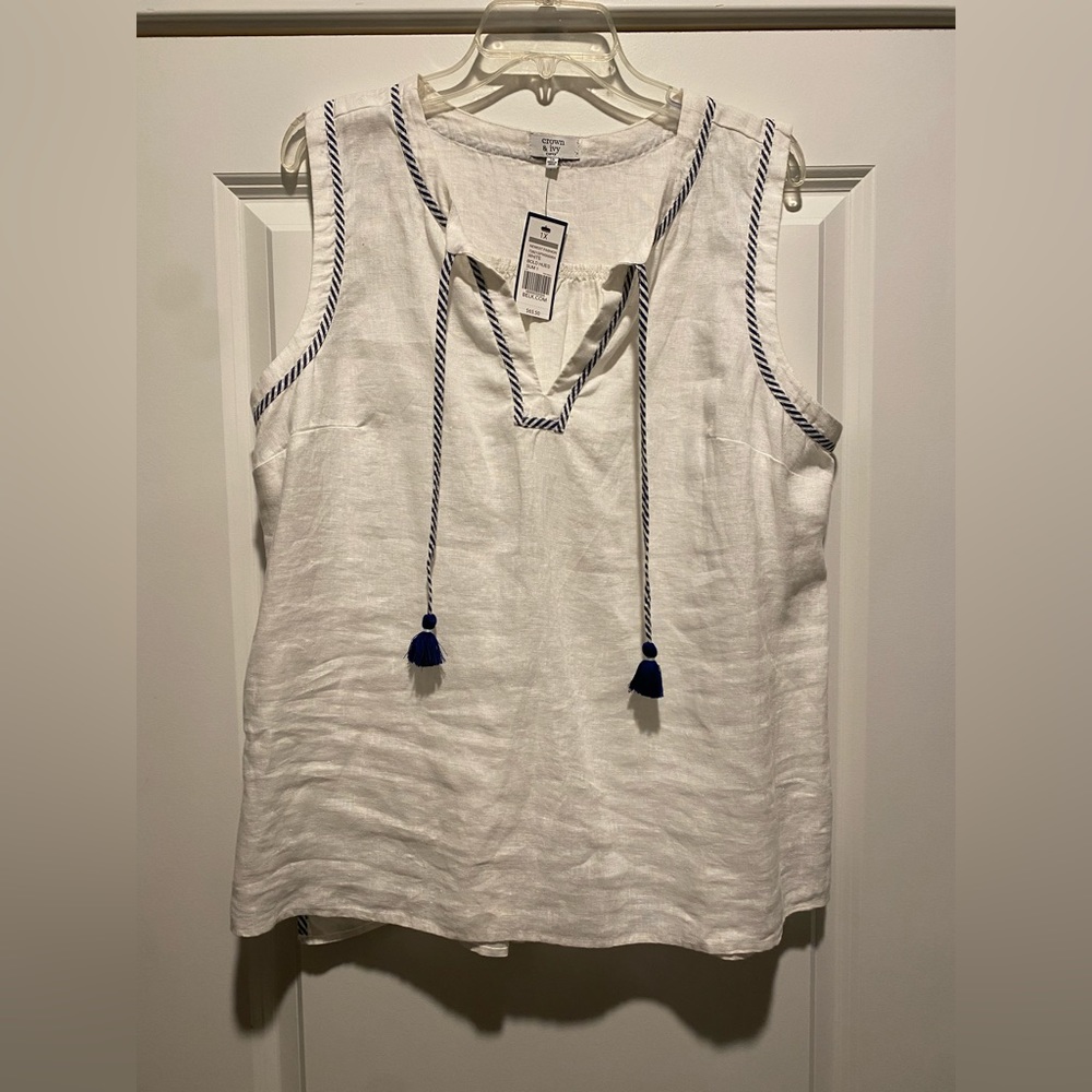 1X nautical linen tank top
